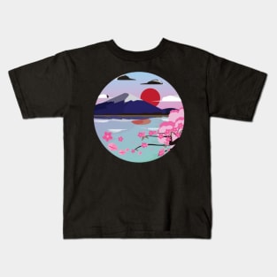 Mount Fuji sakura Kids T-Shirt